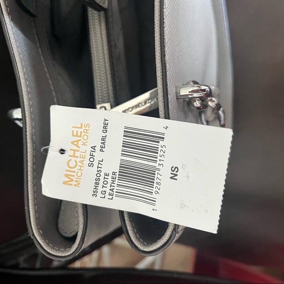 Michael Kors Sofia Pearl Grey Leather Tote NWT Brand New with Tag! - Picture 2 of 6